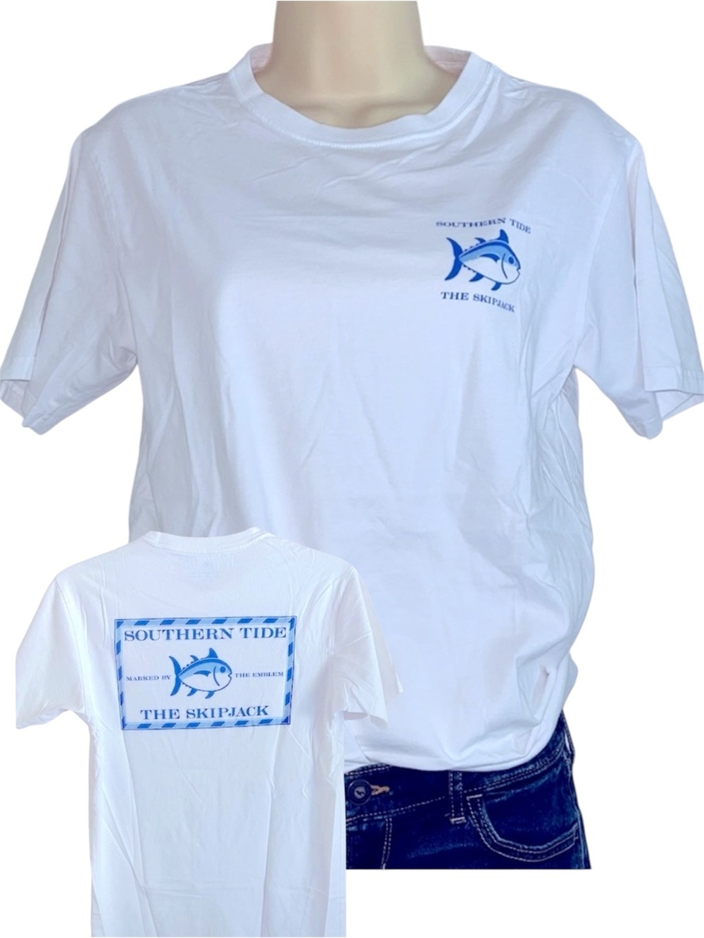 Southern Tide Original Skipjack White Short Sleeve Graphic Tee Coastal Size XS
